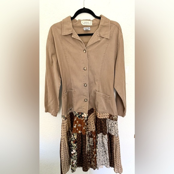 Chicos Patchwork Reworked Upcycled Handmade Embroidery Lace Boho Jacket Dress - Picture 1 of 8
